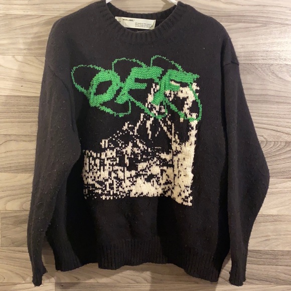 Sweaters | Offwhite Ruined Factory Knit Crewneck Sweater In Black White |  Poshmark